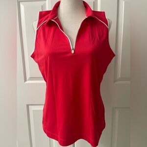 Slazenger Red / Coral / Pink Quarter Zip Sleeveless Activewear Golf Top Size L